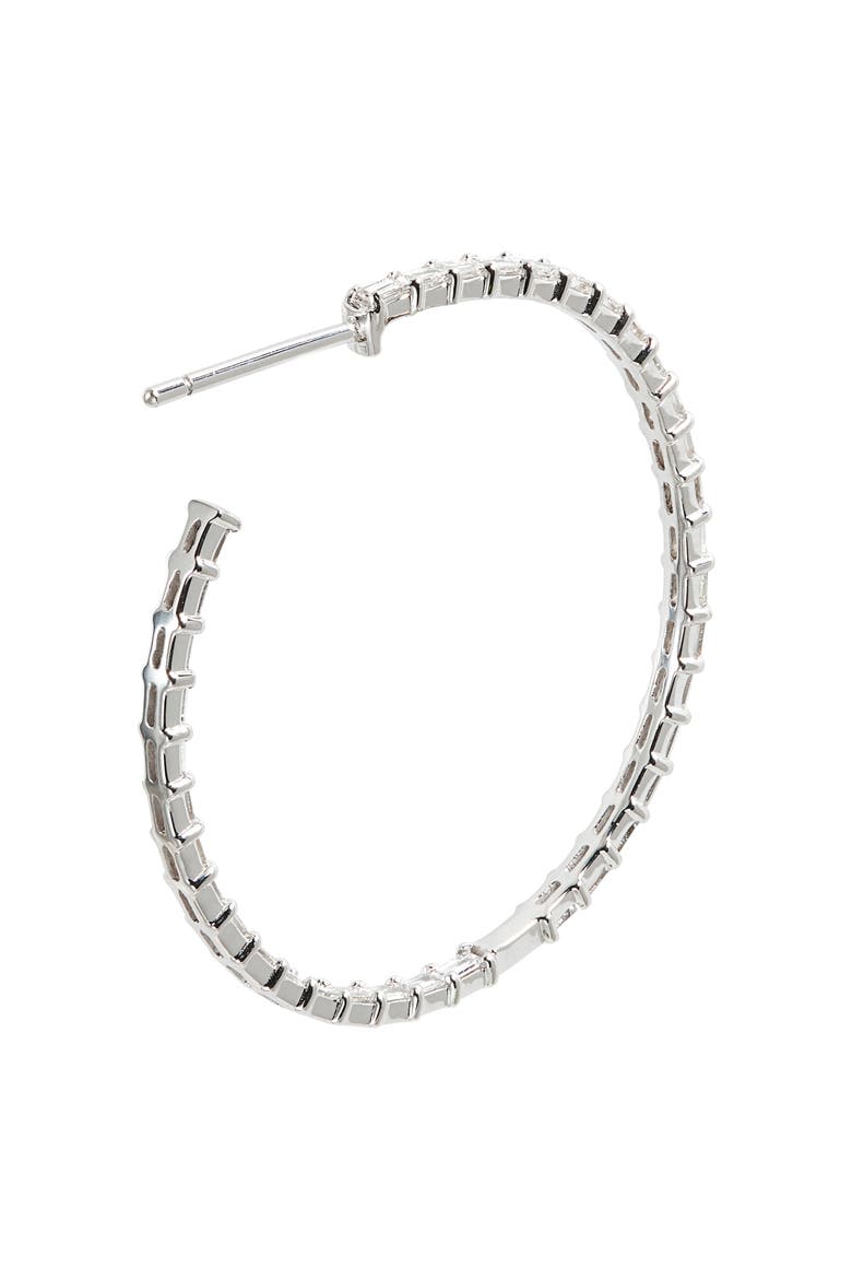 14K Gold Diamond Inside Out Hoop Earrings, Alternate, color, WHITE GOLD
