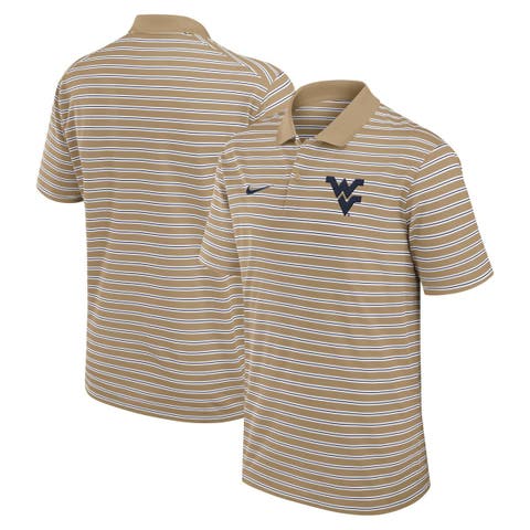 Men's Nike Tan West Virginia Mountaineers Athletic Prep Striped Performance Polo