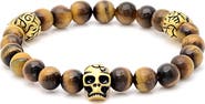 STEELTIME Men's Skull Tiger's Eye Stretch Bracelet