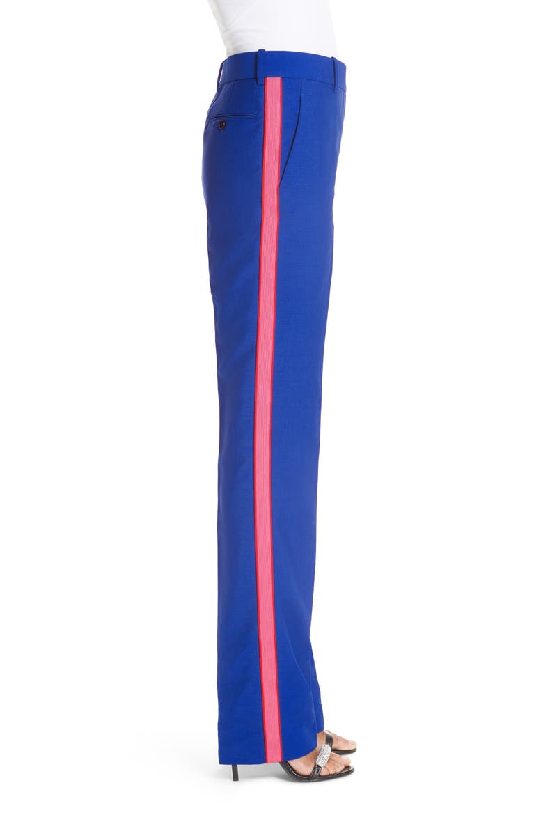 Side Stripe Mohair & Wool Straight Leg Pants, Alternate, color, BRIGHT BLUE