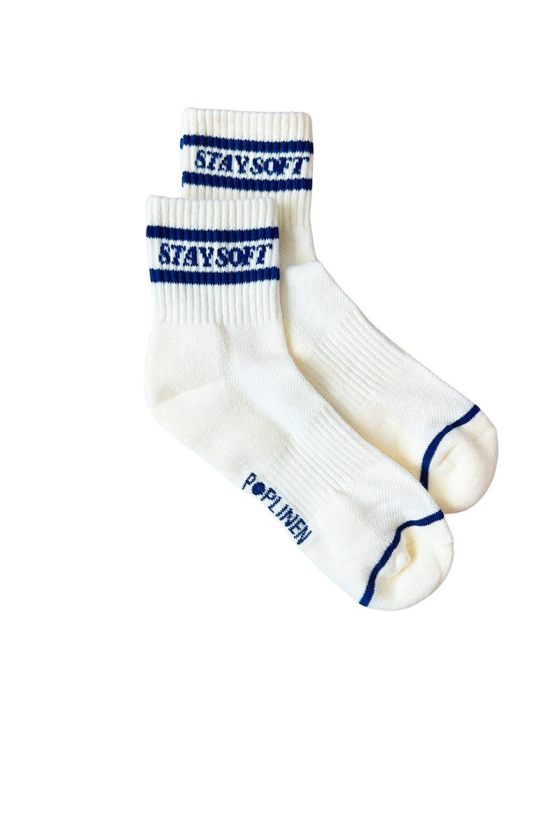 Stay Soft Organic Cotton Stripe Socks, Main, color, Navy