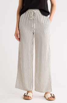 Drawstring Wide Leg Striped Pants