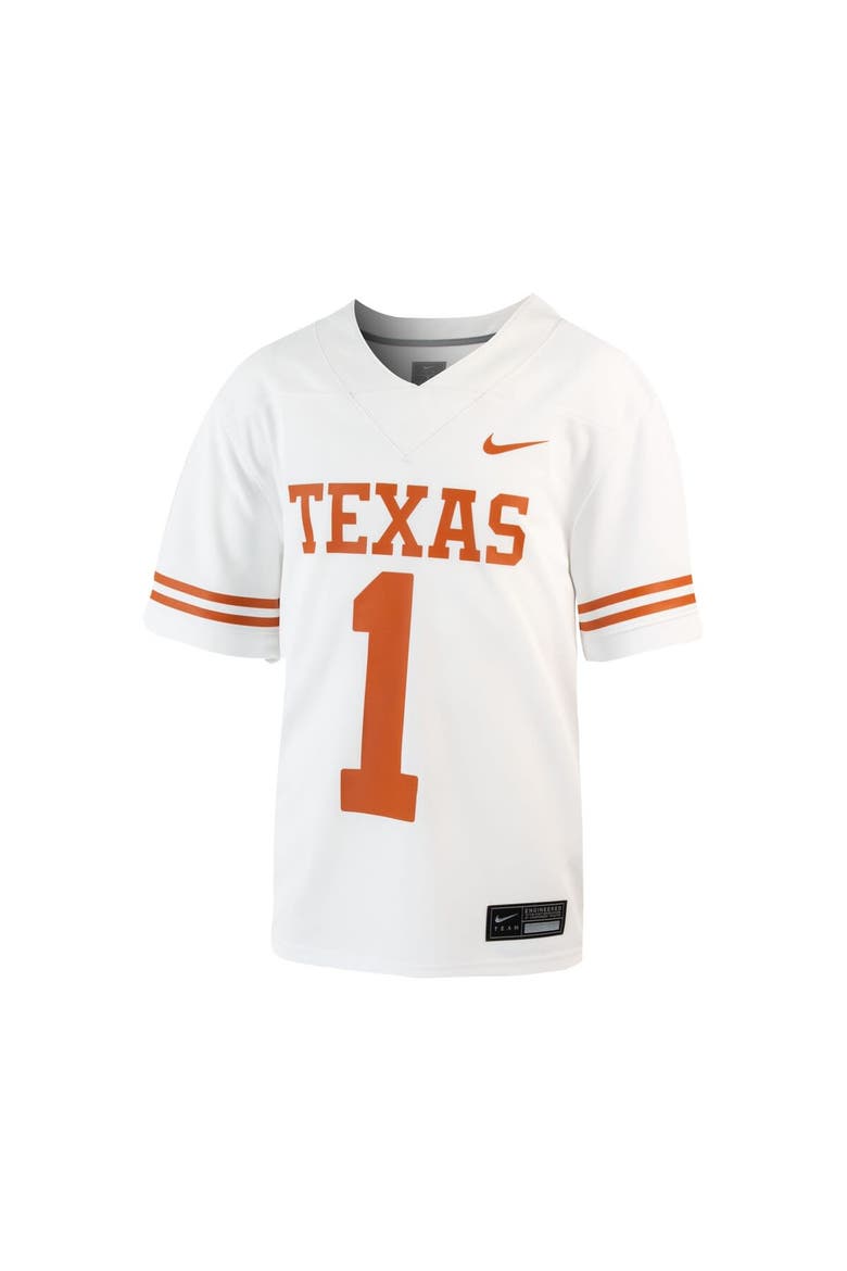 Youth Nike #1 White Texas Longhorns 1st Armored Division Old Ironsides Untouchable Football Jersey, Alternate, color, White
