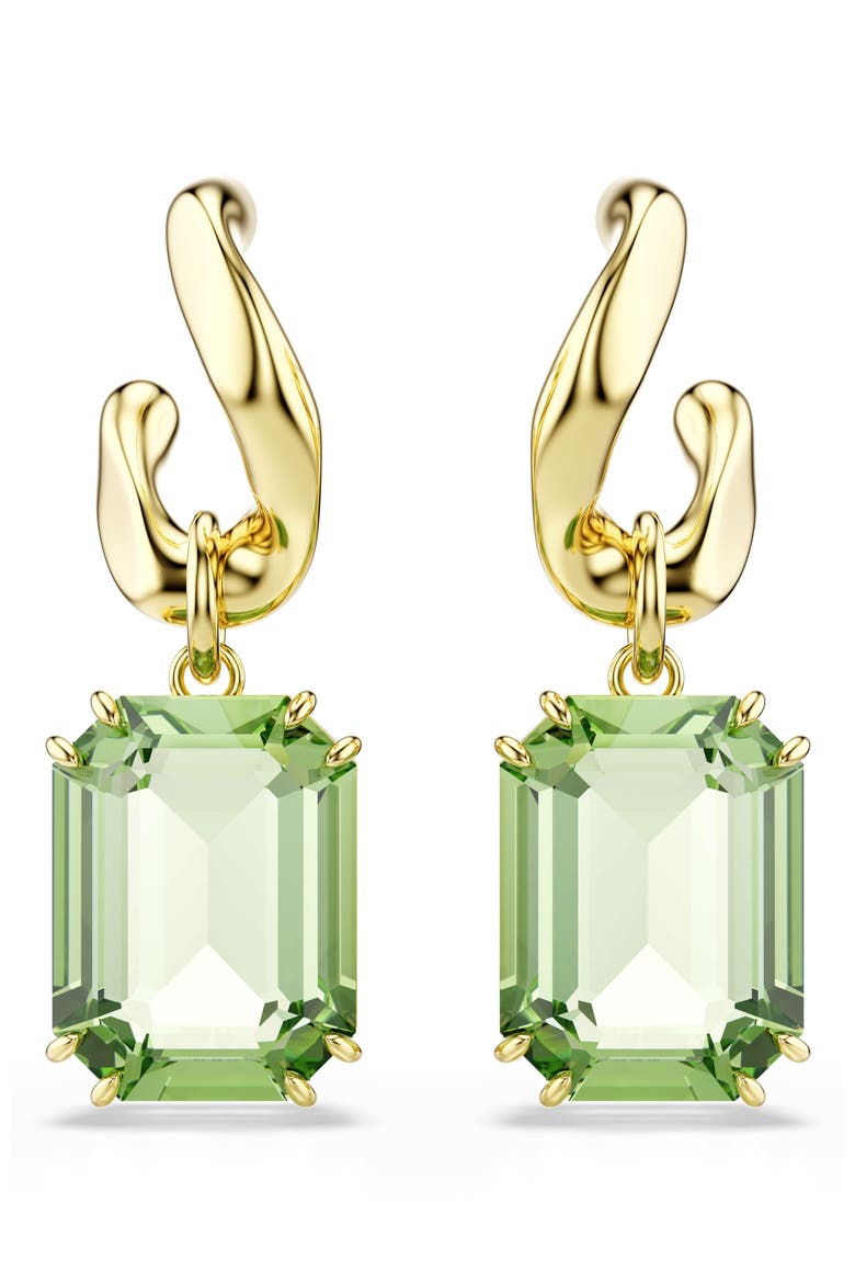 Millenia Crystal Drop Earrings, Alternate, color, GREEN WITH GOLD