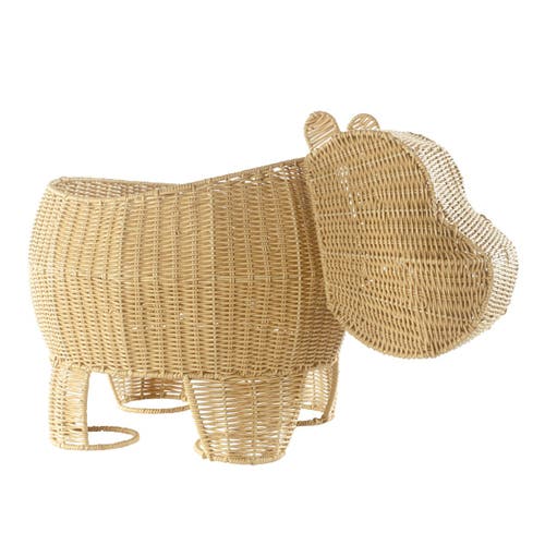 Kaplan Early Learning Company Hippo Washable Wicker Floor Basket In Brown