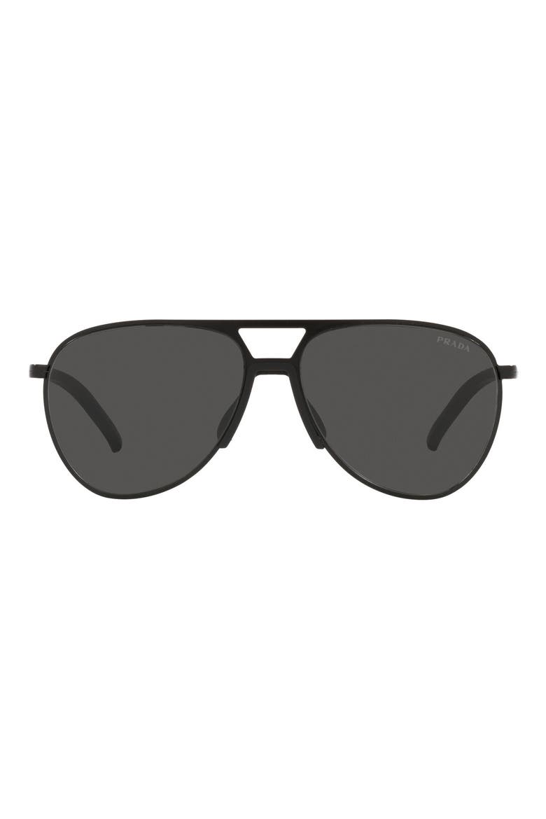 Pilot 59mm Matte Black Aviator Sunglasses, Main, color, MATTE BLACK/ DARK GREY