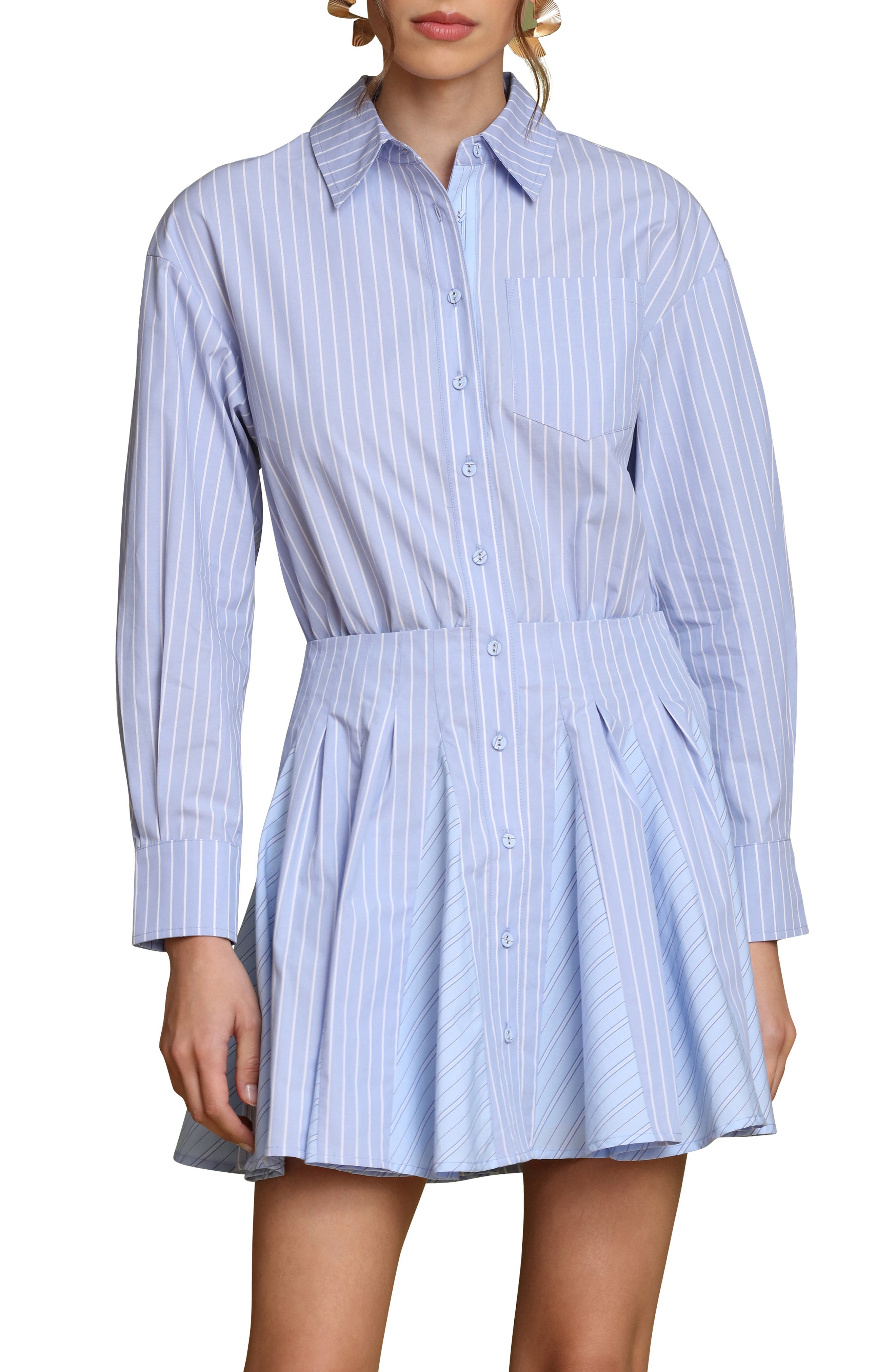 long sleeve striped t shirt dress Zimmermann Stripe Tuck Belted Mini Shirt Dress