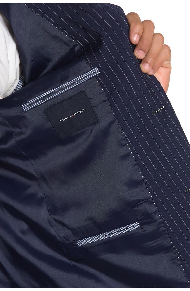 Tommy Hilfiger Slim Fit Wool Blend Pinstripe Suit Separate Jacket, Alternate, color,