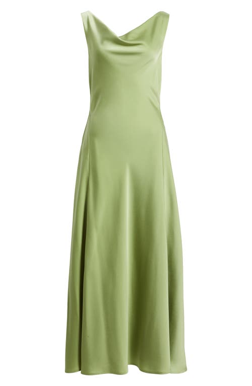 Wayf Tala Cowl Neck Satin Gown In Olive