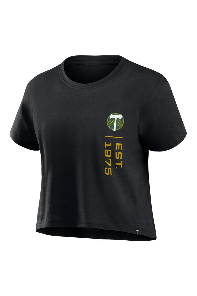Women's Fanatics Branded Black Portland Timbers Chip Pass Fashion Cropped T-Shirt, Alternate, color, Black