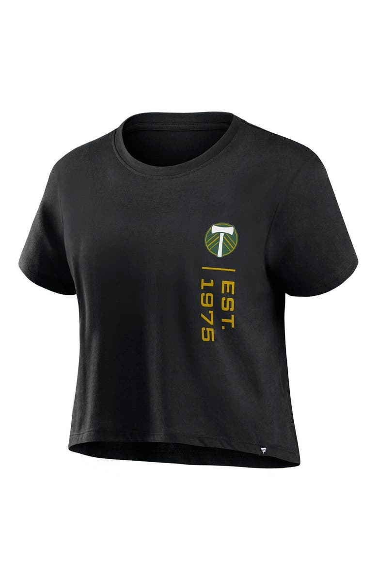 FANATICS Women's Fanatics Branded Black Portland Timbers Chip Pass Fashion Cropped T-Shirt, Alternate, color, 