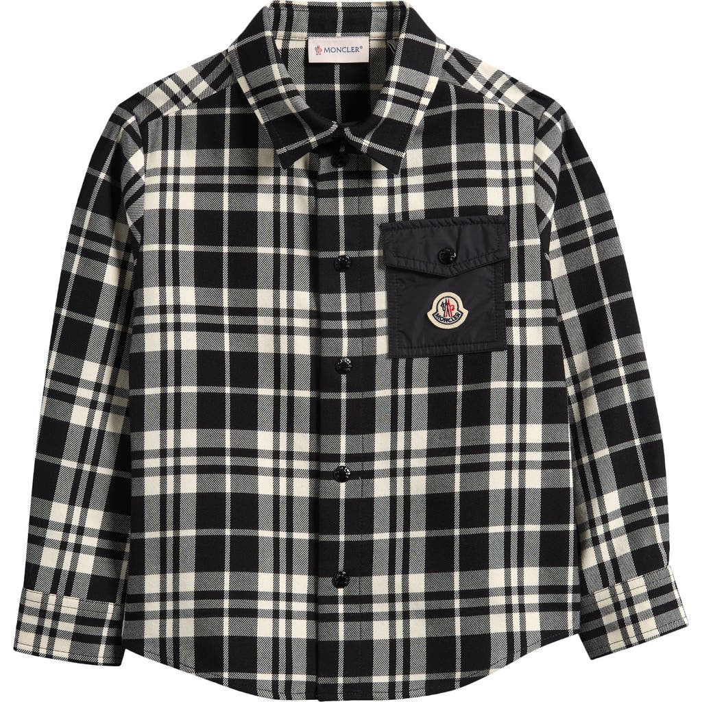 Moncler Checked Patch-pocket Shirt In Black