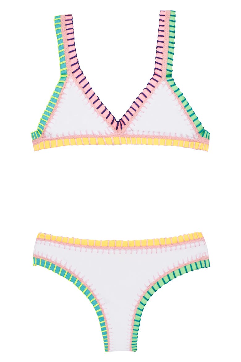 Kids' Rainbow Embroidered Two-Piece Swimsuit, Main, color, WATER LILY