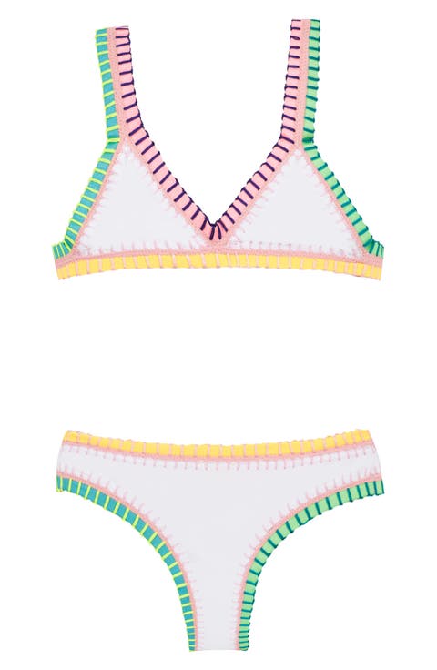 Kids' Rainbow Embroidered Two-Piece Swimsuit (Toddler, Little Kid & Big Kid)
