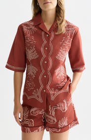 Scotch & Soda Embroidered Cotton & Linen Button-Up Shirt