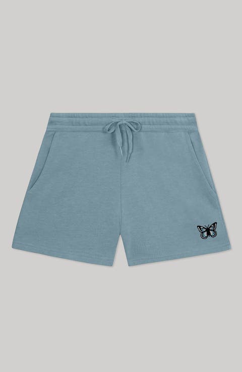 Womens Butterfly Midweight Washed Fleece Shorts