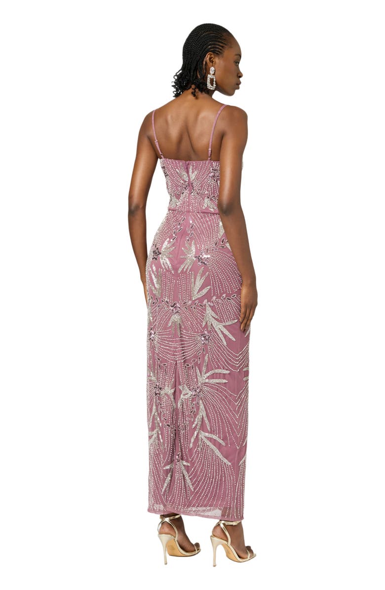 BEAUUT Occasion Embellished Sequin Beaded Adjustable Strap Evening Dress, Alternate, color, Mauve