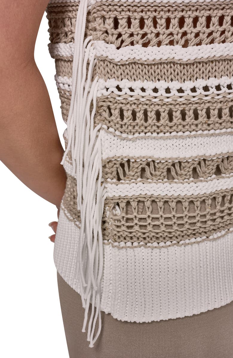 Donna Karan New York Sleeveless Crewneck Sweater, Alternate, color, Cream/ Sands