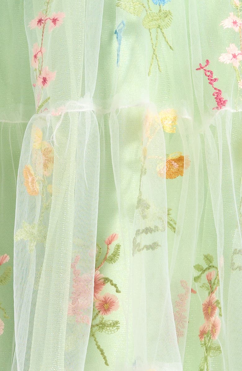 Iris & Ivy Kids' Embroidered Floral Mesh Dress, Alternate, color, Green