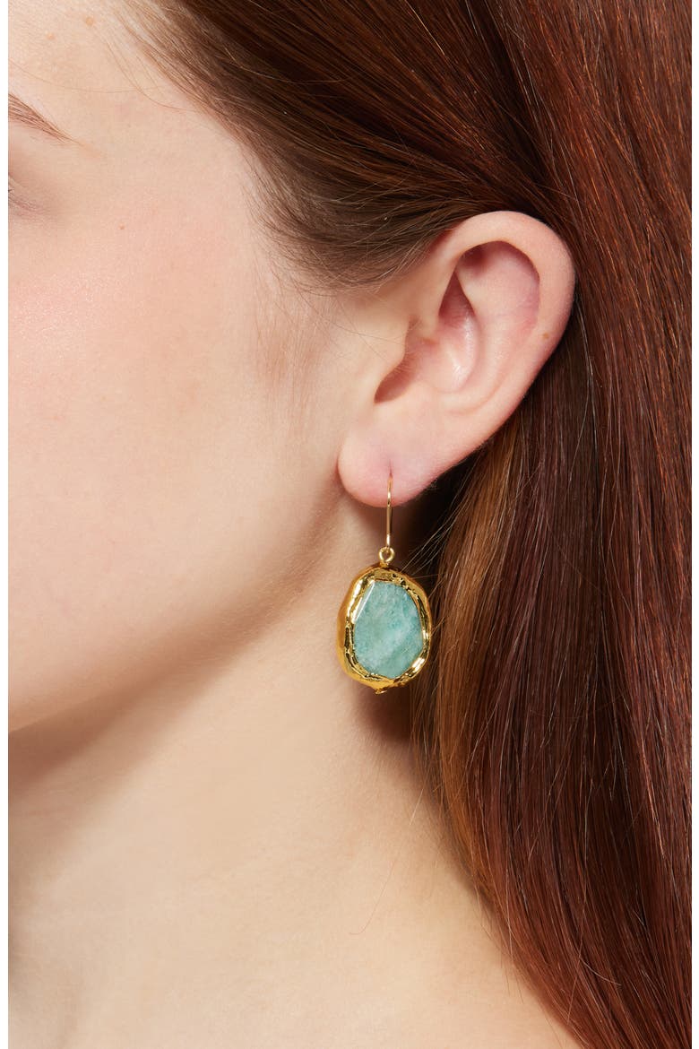 Amazonite Drop Earrings, Alternate, color, GOLD