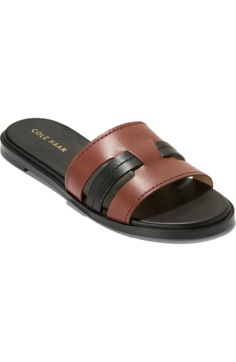 Cole Haan Flynn Fisherman Slide Sandal, Main, color, Dark Cuoio/ Black Leather