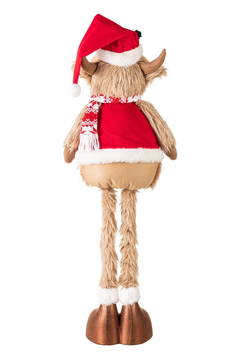Fabric Christmas Highland Cow with Telescoped Legs Standing Decor, Alternate, color, Red