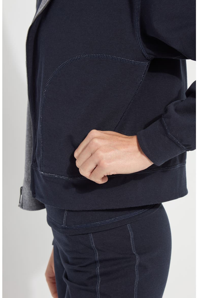 Jovie Reversible Zip Hoodie, Alternate, color, TRUE NAVY/ GREY MELANGE