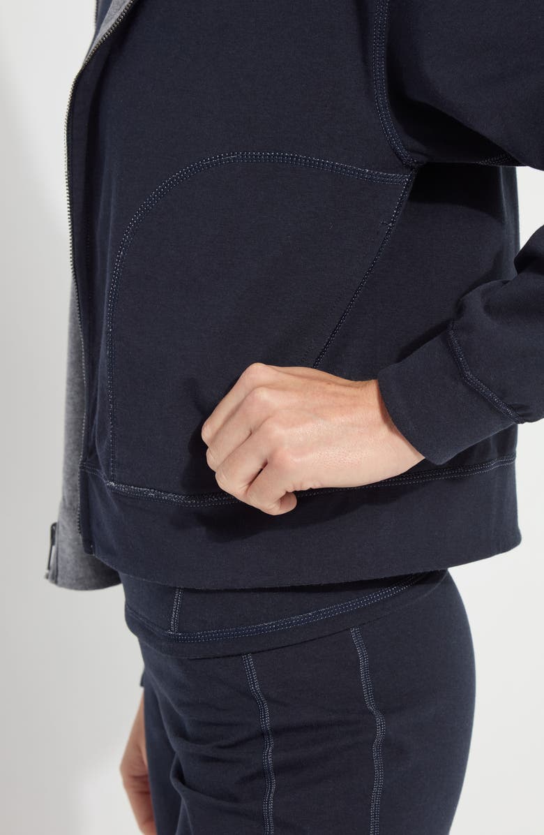 Lysse Jovie Reversible Zip Hoodie, Alternate, color, True Navy/ Grey Melange