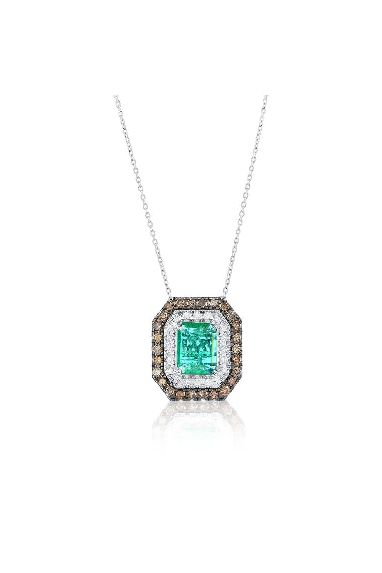 14K Gold 2.94ct Emerald & 0.97cttw Diamond Pendant Necklace, Main, color, Green