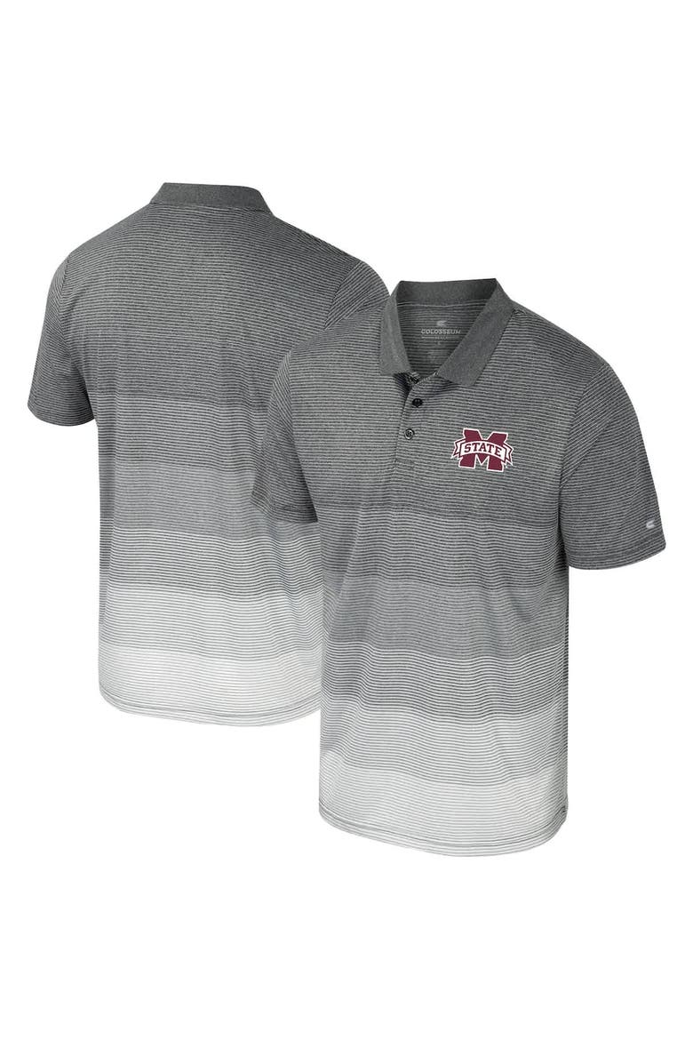 Men's Colosseum Gray Mississippi State Bulldogs Striped Mesh Polo, Alternate, color, Gray