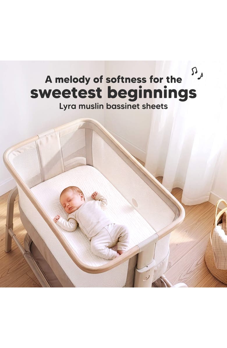 KeaBabies 2-Pack Lyra Muslin Bassinet Sheets, Alternate, color, Soft White
