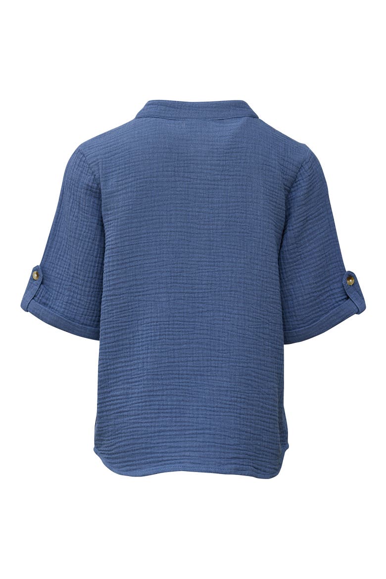 Kids' Frankie Cotton Gauze Henley Top, Alternate, color, BLUE
