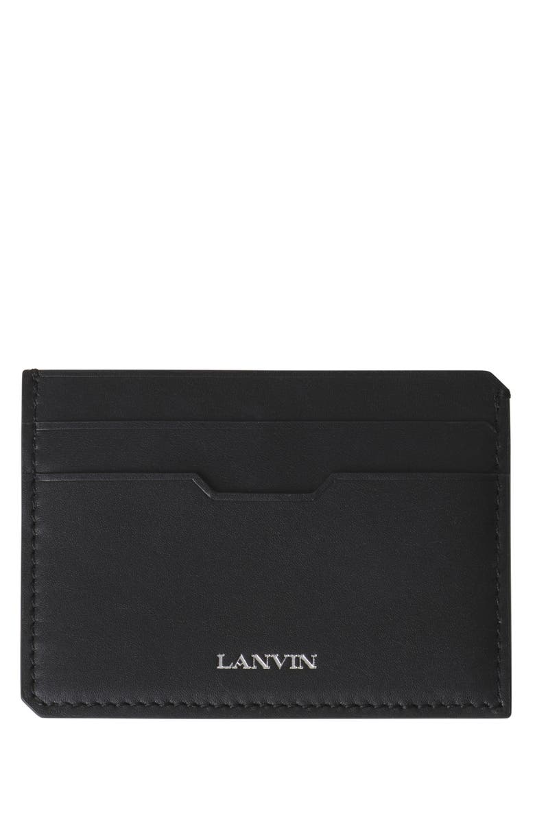 Lanvin Compagnon Leather Cardholder, Alternate, color, Black