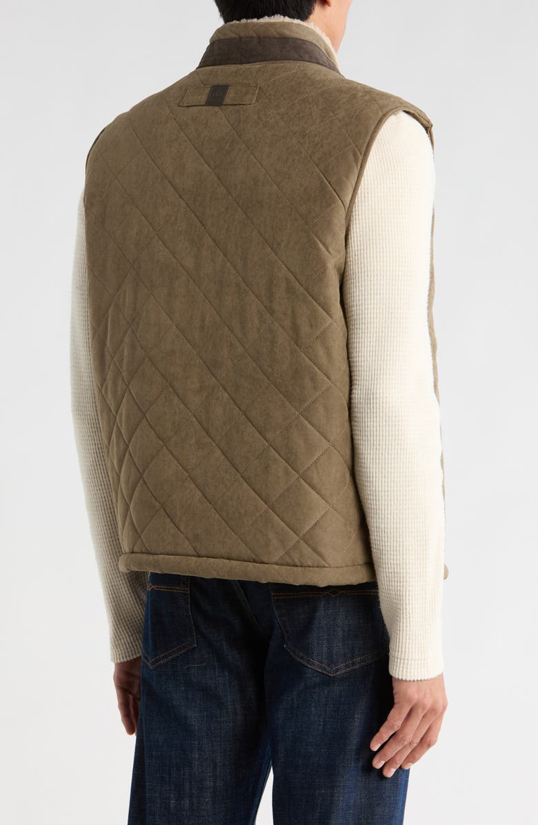 Rainforest Faux Shearling Lined Quilted Vest, Alternate, color, Tobacco