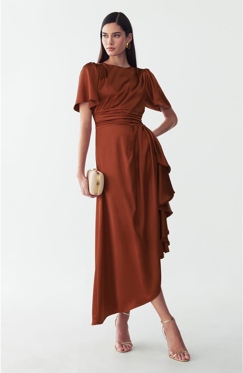 WILLA Narissa Midi Dress, Alternate, color, Copper