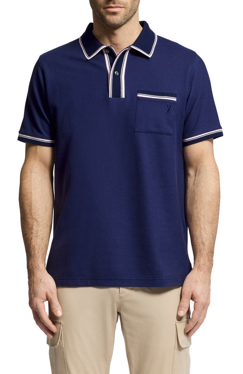 Psycho Bunny Bradford Tipped Piqué Knit Polo, Main, color,