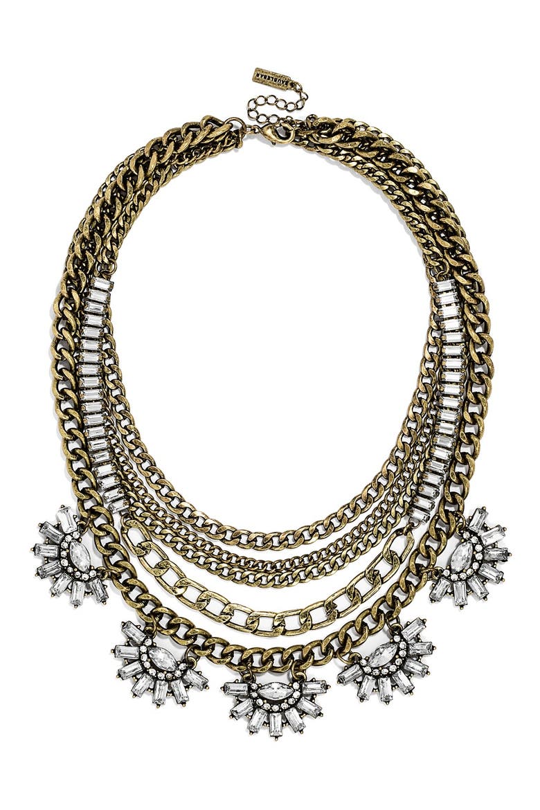 'Sundial' Chain Bib Necklace, Main, color, CLEAR/GOLD