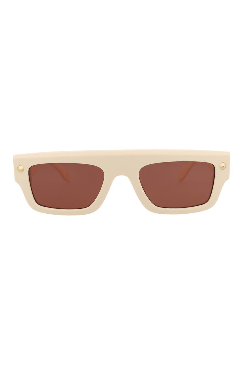 52mm Rectangular Sunglasses, Main, color, IVORY IVORY BROWN
