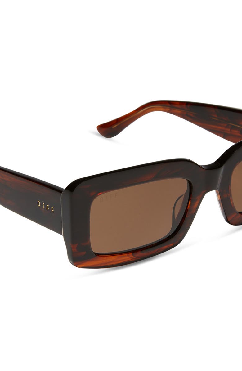DIFF Indy 51mm Polarized Rectangular Sunglasses, Alternate, color, Brown
