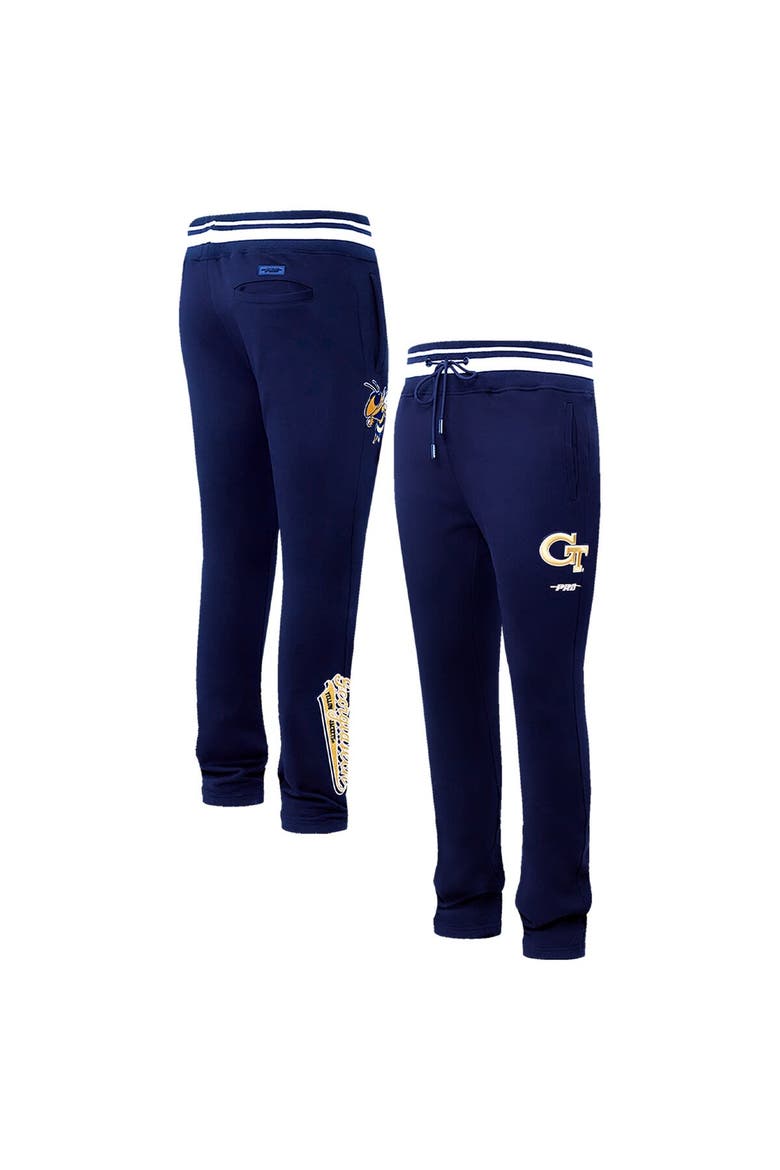 Men's Pro Standard Navy Georgia Tech Yellow Jackets Script Tail Fleece Sweatpants, Main, color, Navy