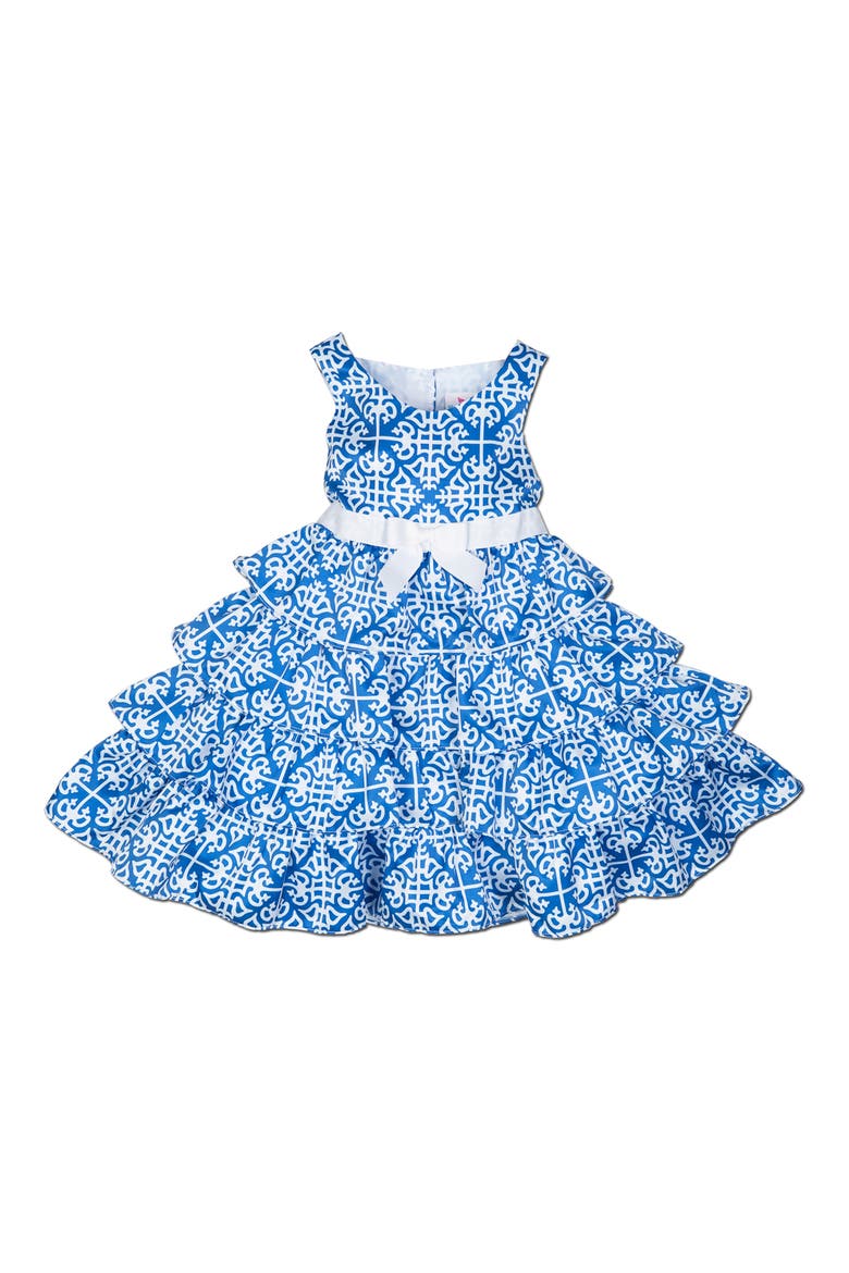 Kids' Tile Print Party Dress, Main, color, BLUE