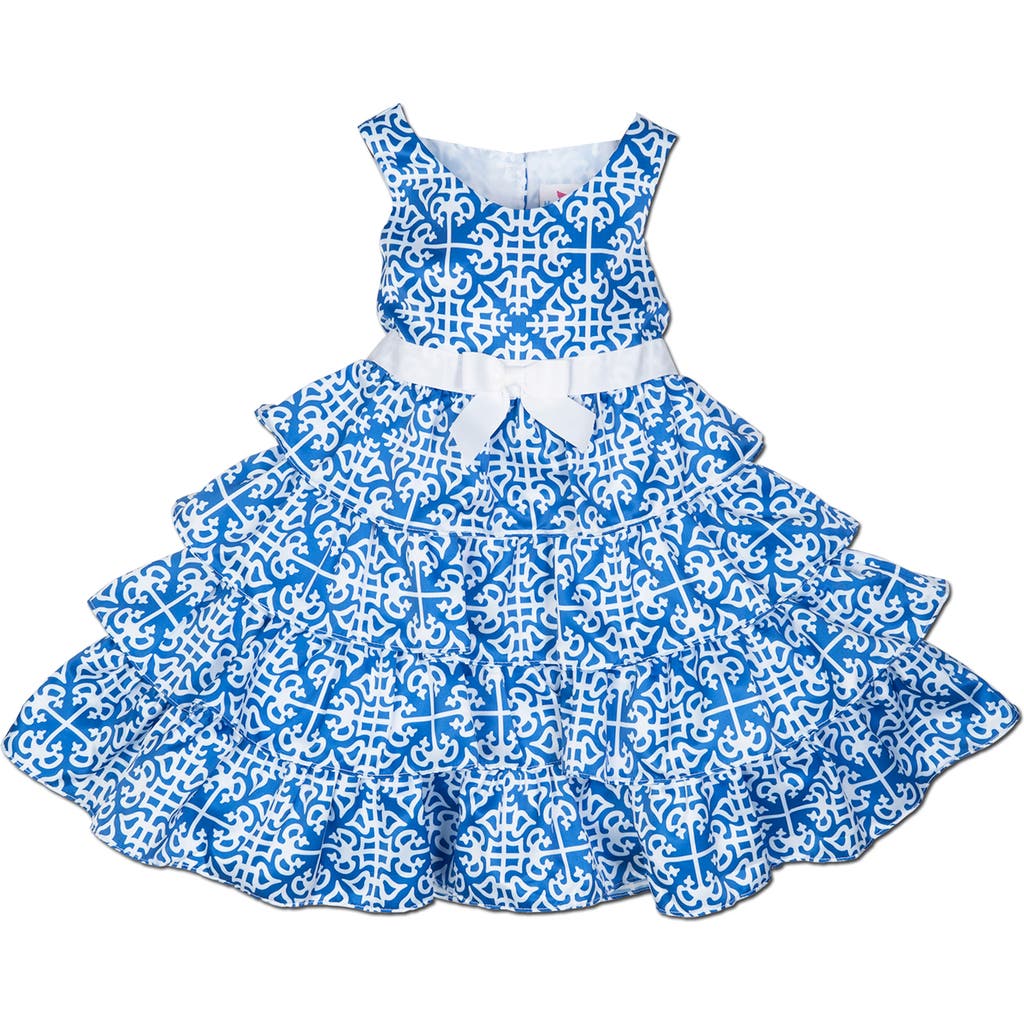 Joe-ella Kids' Tile Print Party Dress In Blue