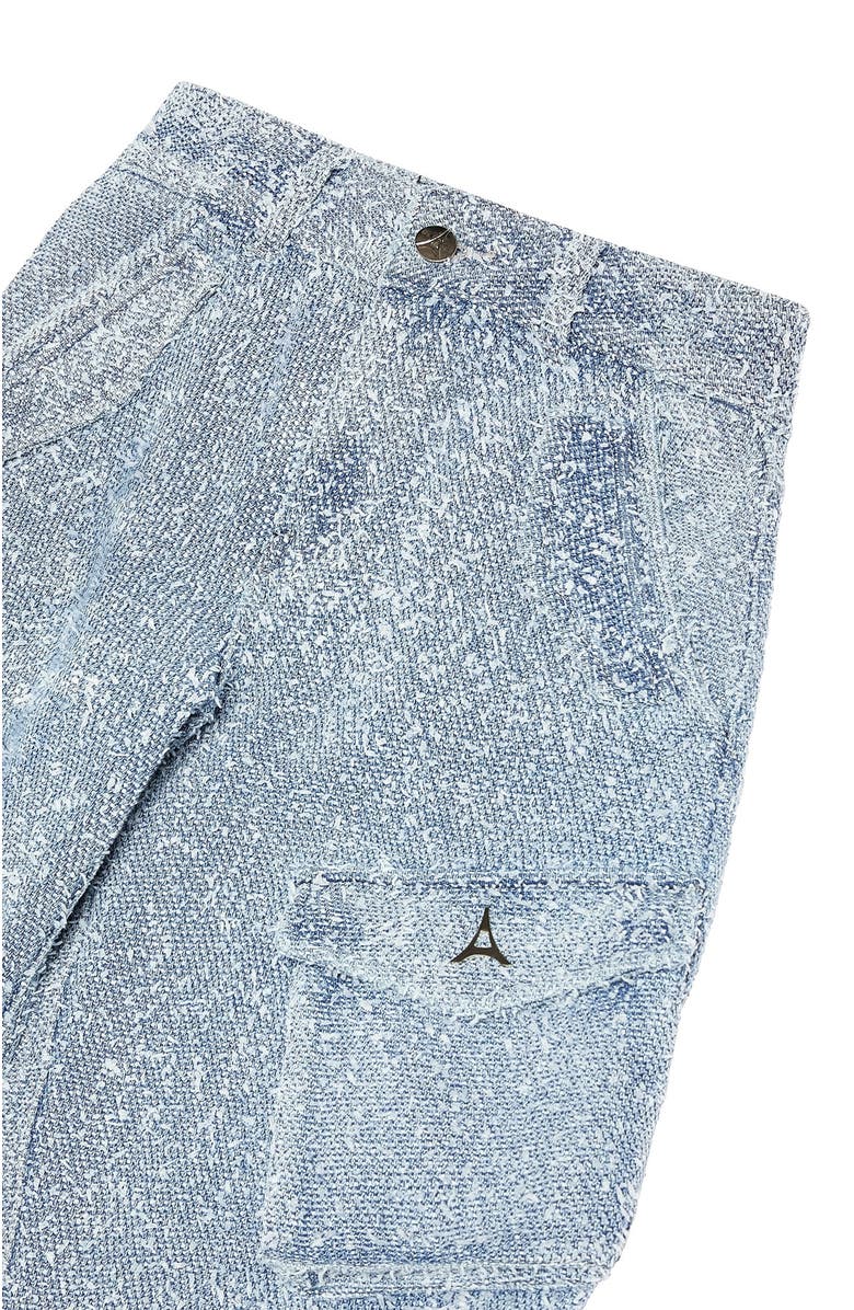 Manière De Voir Anne High Waisted Boucle Denim Cargo Pants, Alternate, color, Mid Blue