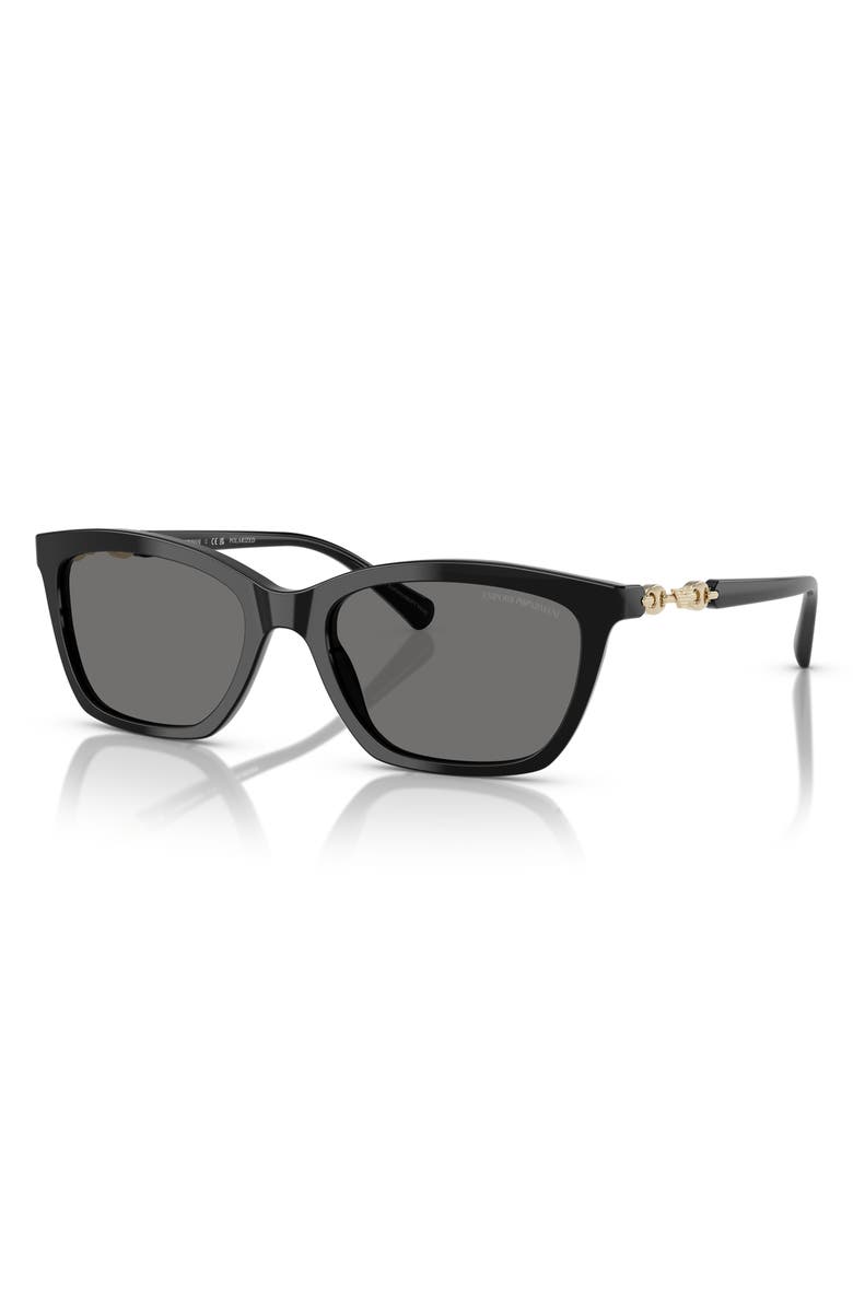 Emporio Armani 54mm Cat Eye Sunglasses, Alternate, color, Shiny Black / Dark Grey Polar