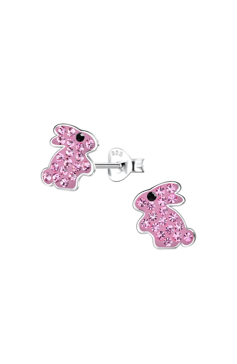 Mia Belle Girls Sterling Silver Sparkling Bow Stud Earrings, Main, color, 