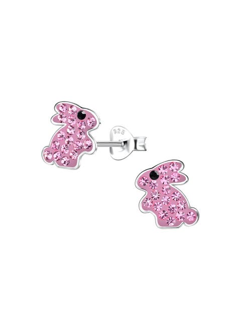 Sterling Silver Sparkling Bow Stud Earrings (Toddler, Little Kid & Big Kid)
