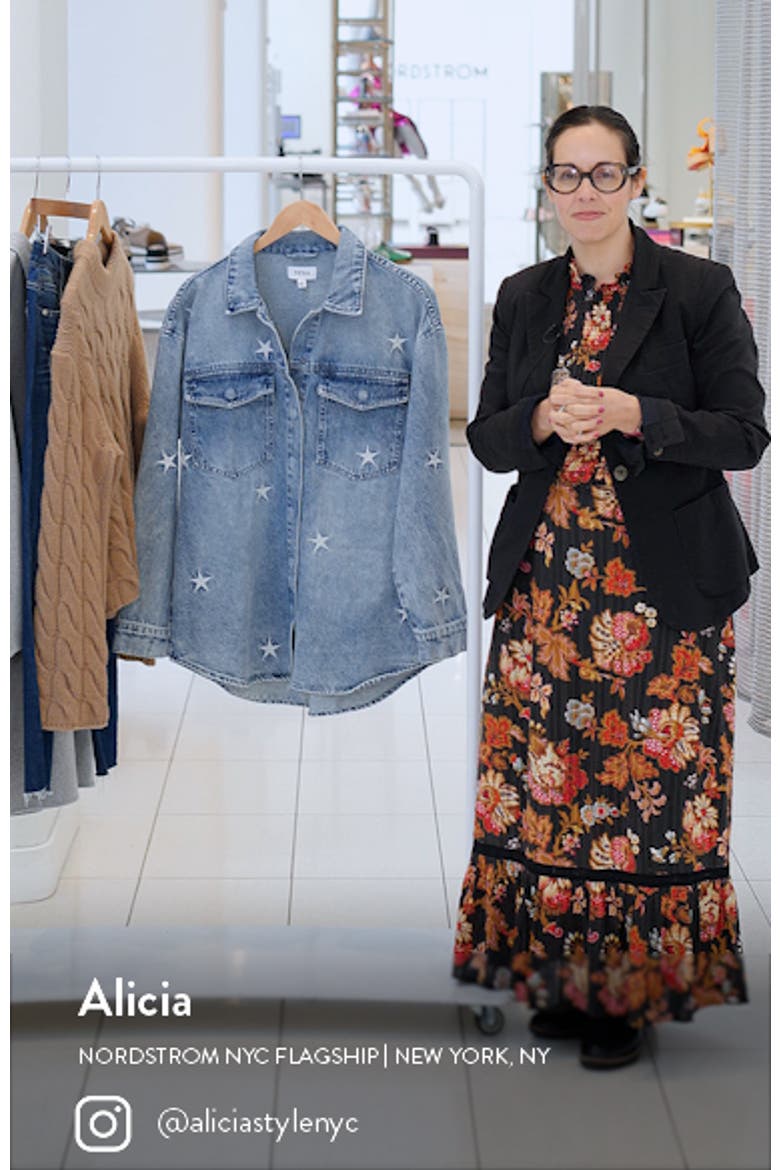 Mandy Star Embroidered Oversize Denim Shirt Jacket video