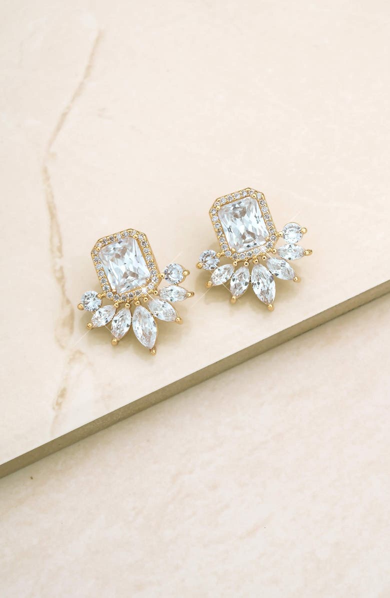 Ettika Crystal Stud Earrings, Alternate, color, Gold