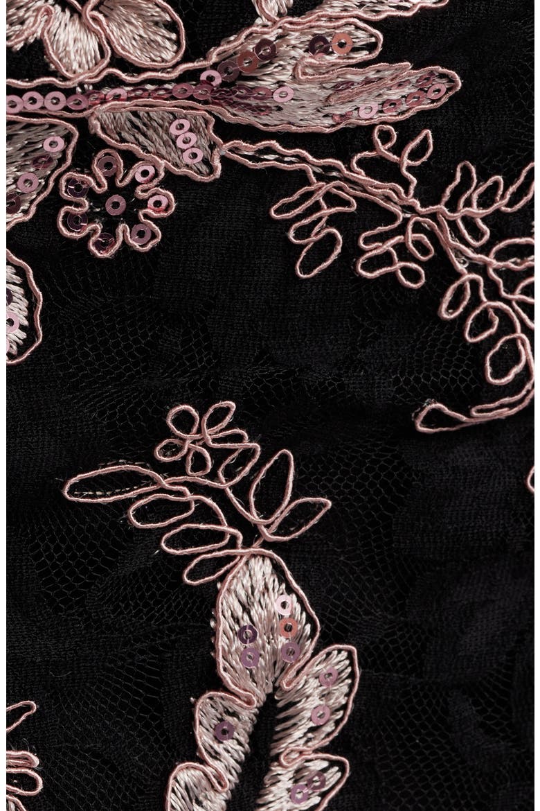 Embroidered Lace Corset Strapless Gown, Alternate, color, BLACK / PINK
