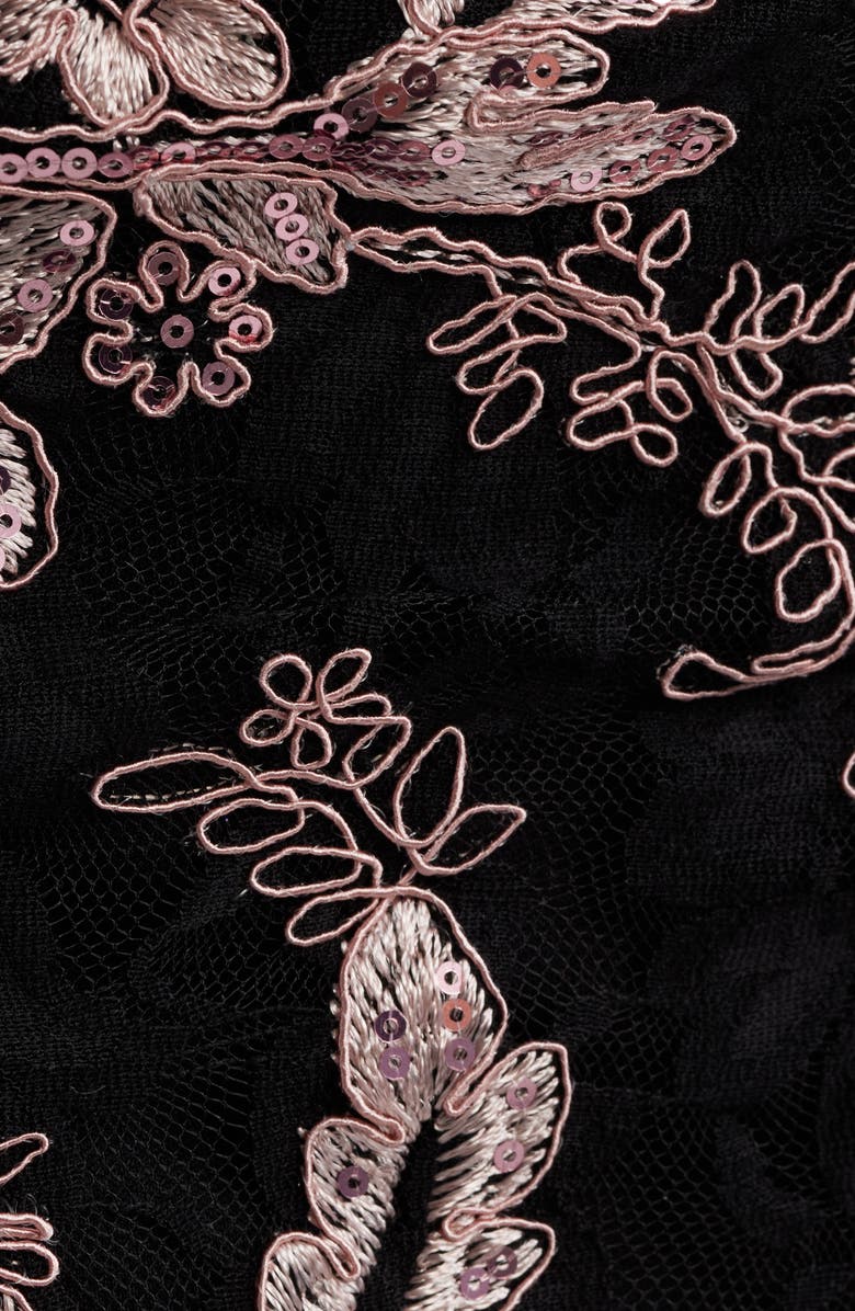 Emerald Sundae Embroidered Lace Corset Strapless Gown, Alternate, color, Black / Pink